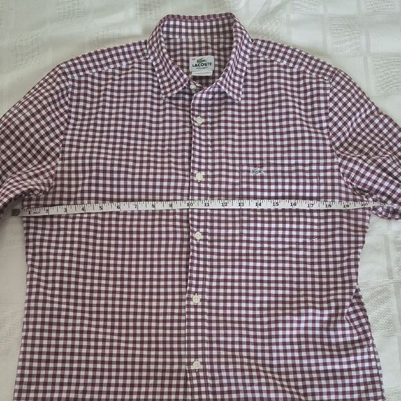Lacoste Burgundy and White Checkered Shirt - Picture 9 of 16